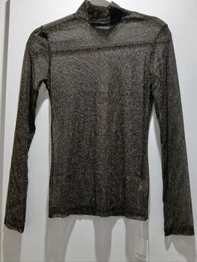 Mango Black Knit Top with Gold Sparkle